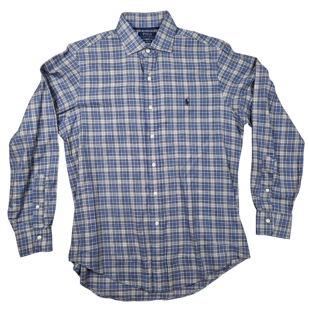 Polo Ralph Lauren Classic Fit Plaid Button Down Shirt Men's Size S Blue‎ White